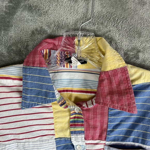 Vintage J Crew Madras Plaid Mixed Patchwork Top Small Preppy Lightweight Thin - Picture 2 of 12